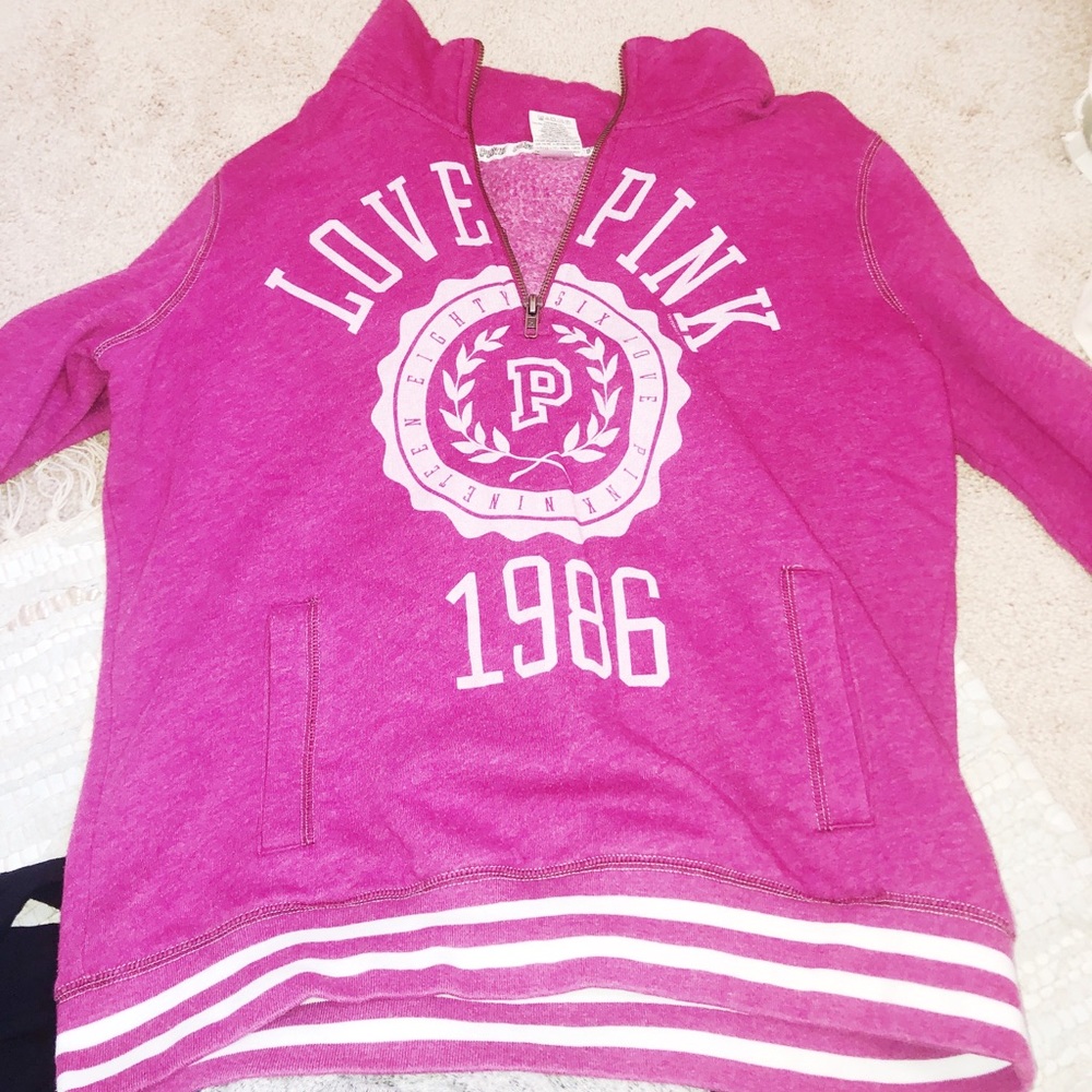 purple/pinkish zip neck sweatshirt